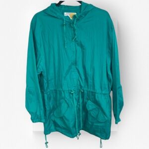 Vintage Windbreaker 90s Current Seen Hooded Jungle Green Full Zip Medium